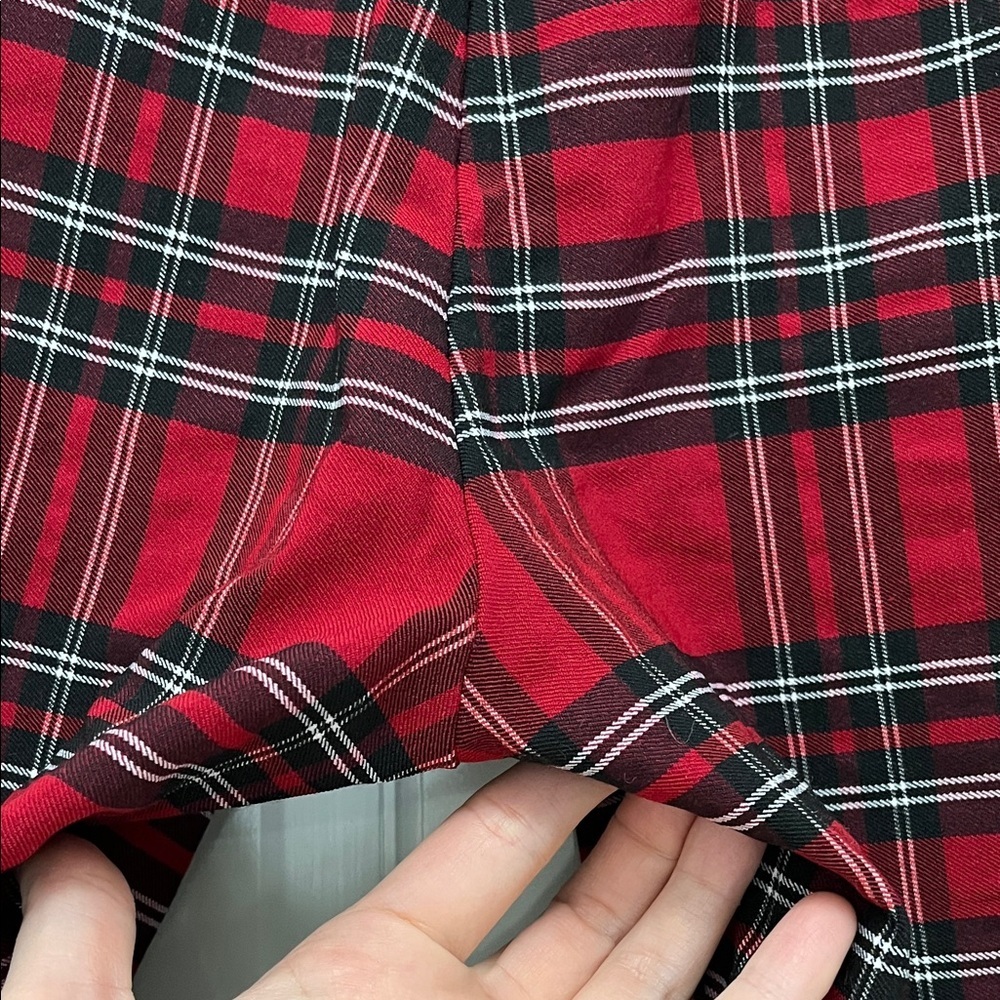 Zara Red and Black Tartan Plaid Pull On Skinny Pants - Size Large - Picture 13 of 15